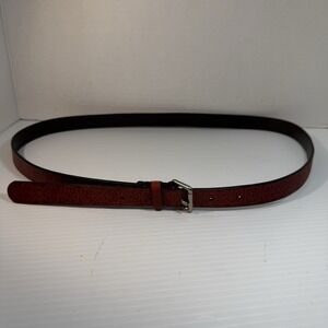 Brown Embossed Genuine Leather Belt - Made in Guatemala - Women's Size Large